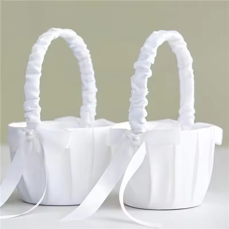 Gardening Tools Girls - Cesto portafiori in raso bianco con